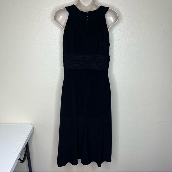 Sangria Black Halter Dress Fabric Flower Keyhole Neckline Empire Waist Women 14 - Picture 7 of 14